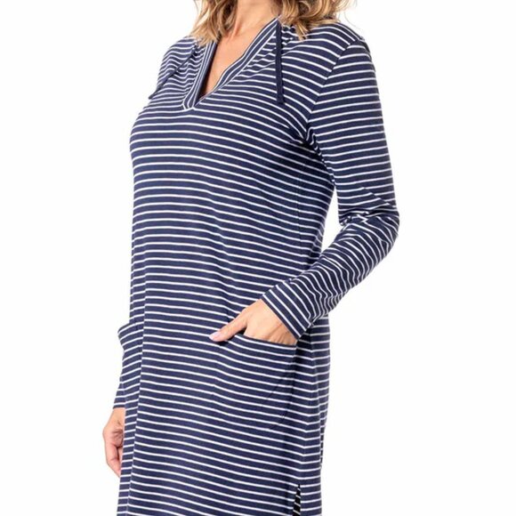 Coolibar Plus Size Women's Catalina Beach Cover-Up Navy/White Stripe Sz XXL - Picture 1 of 12
